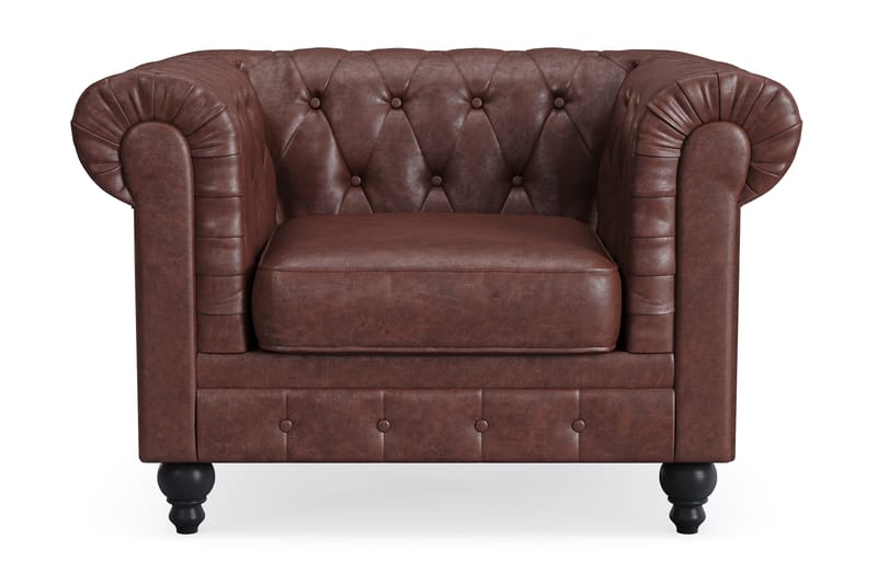 CHESTERFIELD Lyx Fåtölj Mörkbrun PU - Möbler - Vardagsrum - Fåtöljer - Chesterfield fåtölj