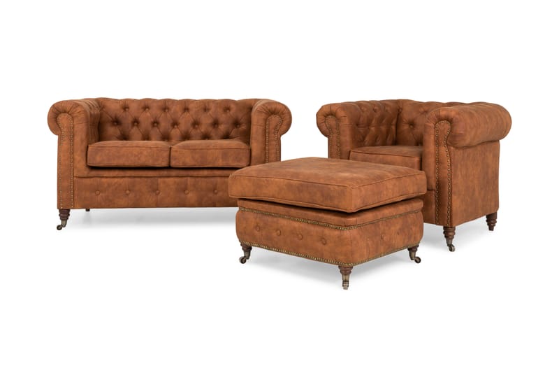 CHESTERFIELD LUX Soffgrupp 2-sits+Fåtölj+Fotpall - Möbler - Vardagsrum - Soffgrupper - Howard soffgrupp