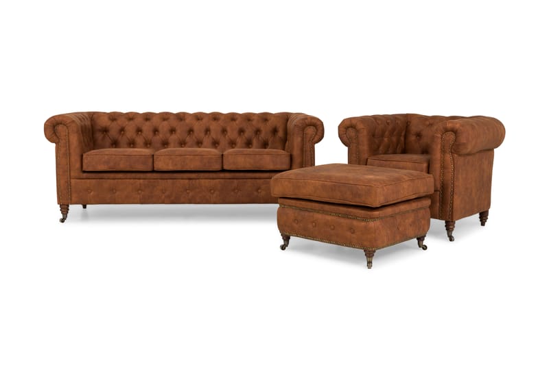 CHESTERFIELD LUX Soffgrupp 3-sits+Fåtölj+Fotpall - Möbler - Vardagsrum - Soffgrupper - Howard soffgrupp