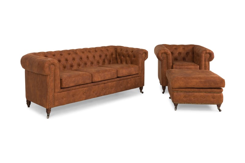 CHESTERFIELD LUX Soffgrupp 3-sits+Fåtölj+Fotpall - Möbler - Vardagsrum - Soffgrupper - Howard soffgrupp