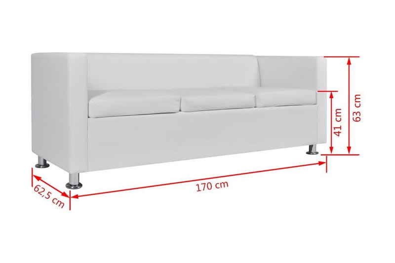 Soffgrupp konstläder med 3-sits och 2-sits vit - Vit - Möbler - Vardagsrum - Soffgrupper