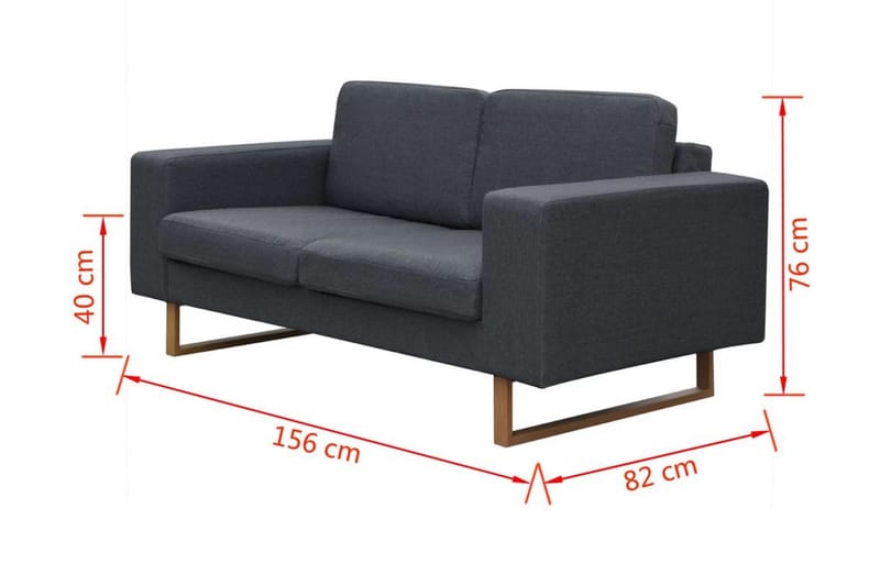 Soffgrupp med 2-sits och 3-sits mörkgrå - Grå - Möbler - Vardagsrum - Soffgrupper