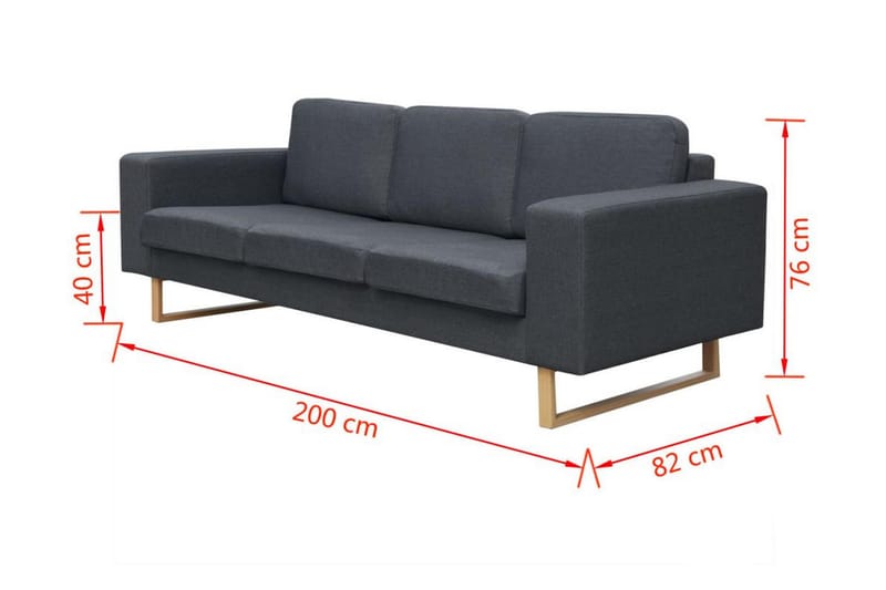 Soffgrupp med 2-sits och 3-sits mörkgrå - Grå - Möbler - Vardagsrum - Soffgrupper