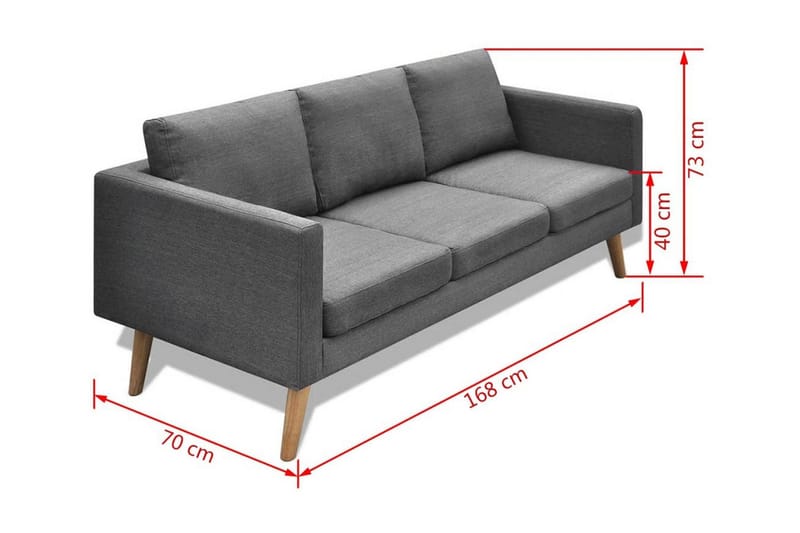 Soffgrupp med 2-sits och 3-sits tyg mörkgrå - Grå - Möbler - Vardagsrum - Soffgrupper