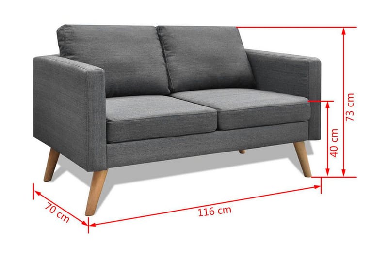 Soffgrupp med 2-sits och 3-sits tyg mörkgrå - Grå - Möbler - Vardagsrum - Soffgrupper