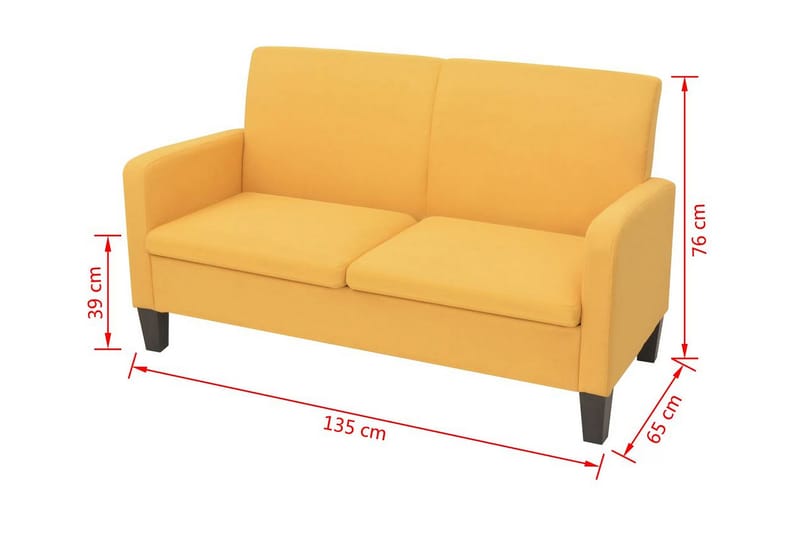 2-sitssoffa 135x65x76 cm gul - Gul - Möbler - Vardagsrum - Soffor - 2-sits soffor