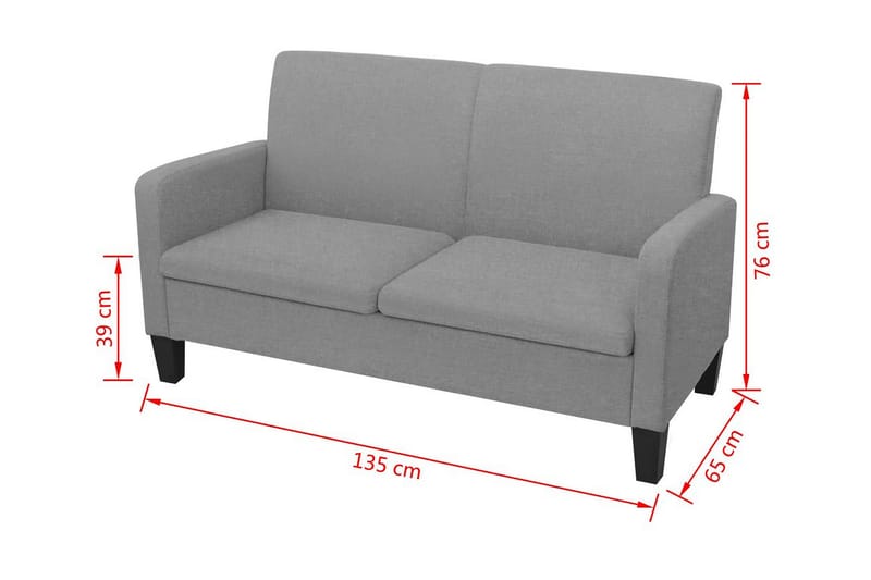 2-sitssoffa 135x65x76 cm ljusgrå - Grå - Möbler - Vardagsrum - Soffor - 2-sits soffor