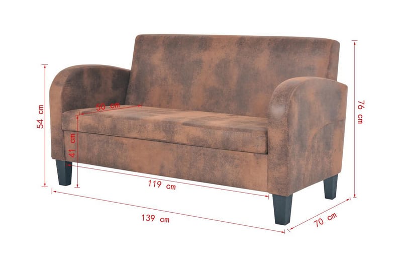 2-sitssoffa konstmocka brun - Brun - Möbler - Vardagsrum - Soffor - 2-sits soffor