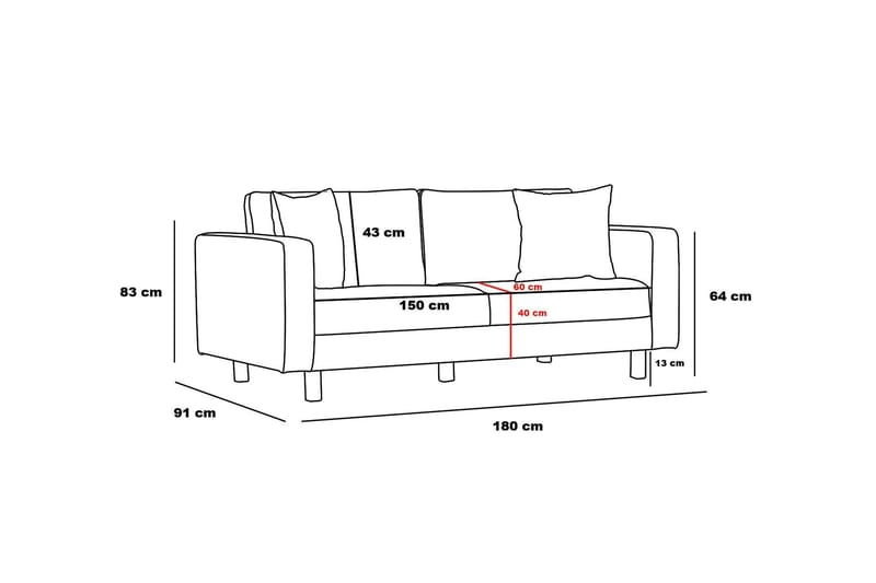 NAUEN Soffa 2-sits Antracit - Möbler - Vardagsrum - Soffor - 2-sits soffor