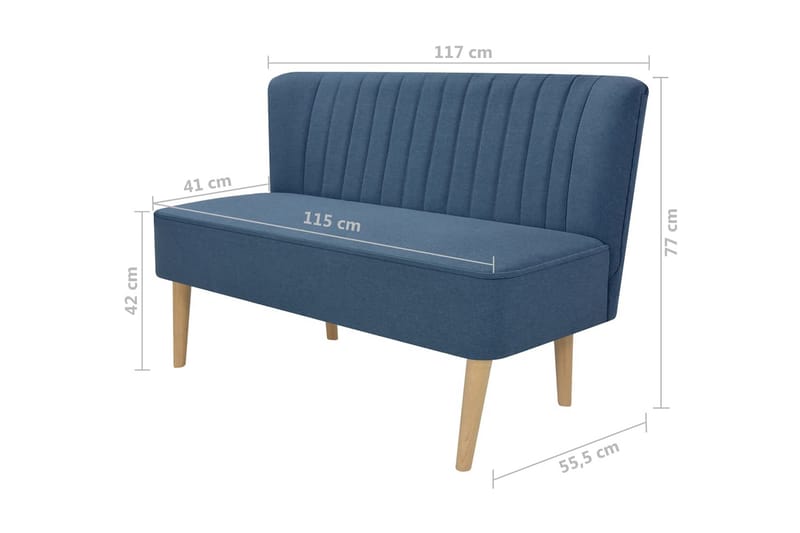 Soffa 117x55,5x77 cm tyg blå - Blå - Möbler - Vardagsrum - Soffor - 2-sits soffor