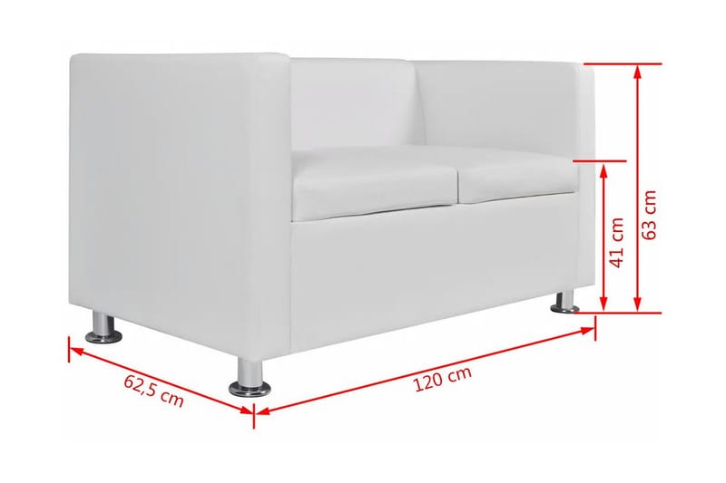 Soffa 2-sits konstläder vit - Vit - Möbler - Vardagsrum - Soffor - 2-sits soffor