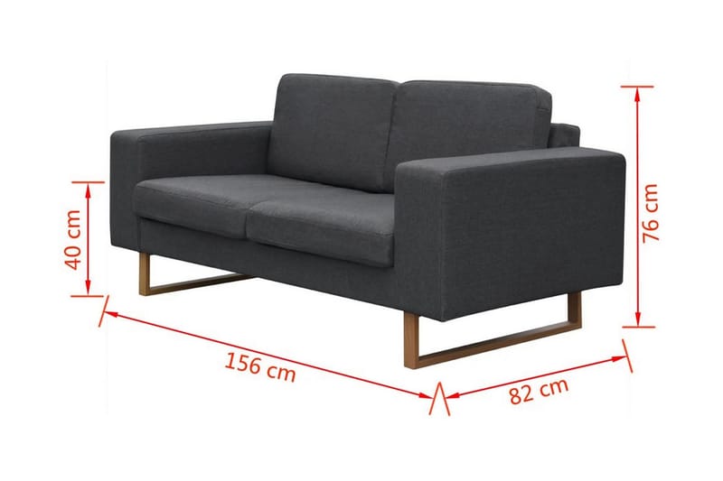 Soffa 2-sits tyg mörkgrå - Grå - Möbler - Vardagsrum - Soffor - 2-sits soffor