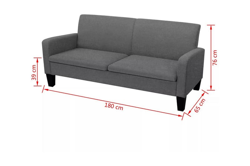 3-sitssoffa 180x65x76 cm mörkgrå - Grå - Möbler - Vardagsrum - Soffor - 3-sits soffor