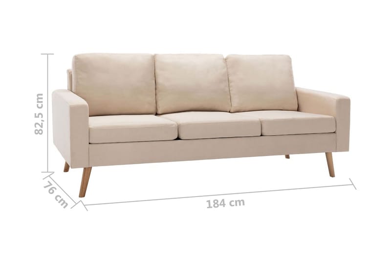 3-sitssoffa gräddvit tyg - Vit - Möbler - Vardagsrum - Soffor - 3-sits soffor