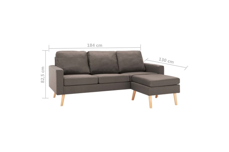 3-sitssoffa med fotpall taupe tyg - Brun - Möbler - Vardagsrum - Soffor - 3-sits soffor