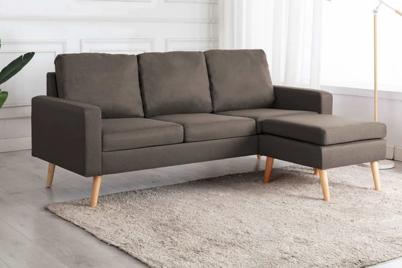 3-sitssoffa med fotpall taupe tyg - Brun - Möbler - Vardagsrum - Soffor - 3-sits soffor