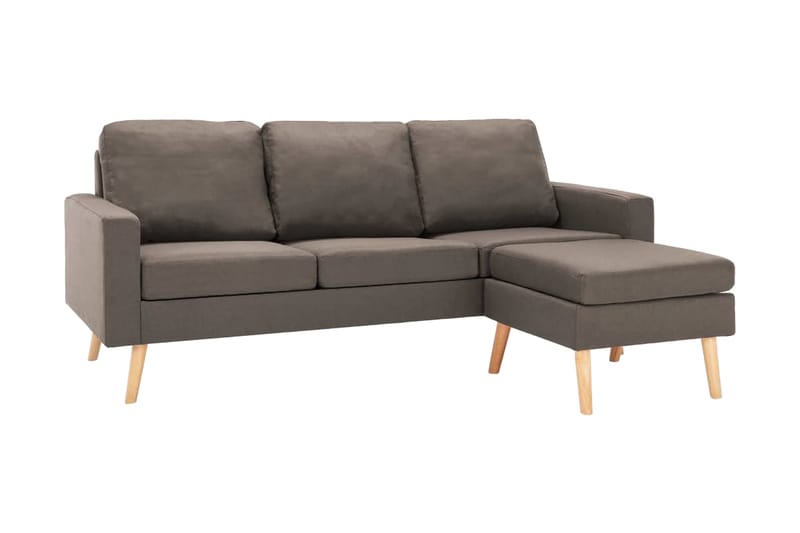 3-sitssoffa med fotpall taupe tyg - Brun - Möbler - Vardagsrum - Soffor - 3-sits soffor