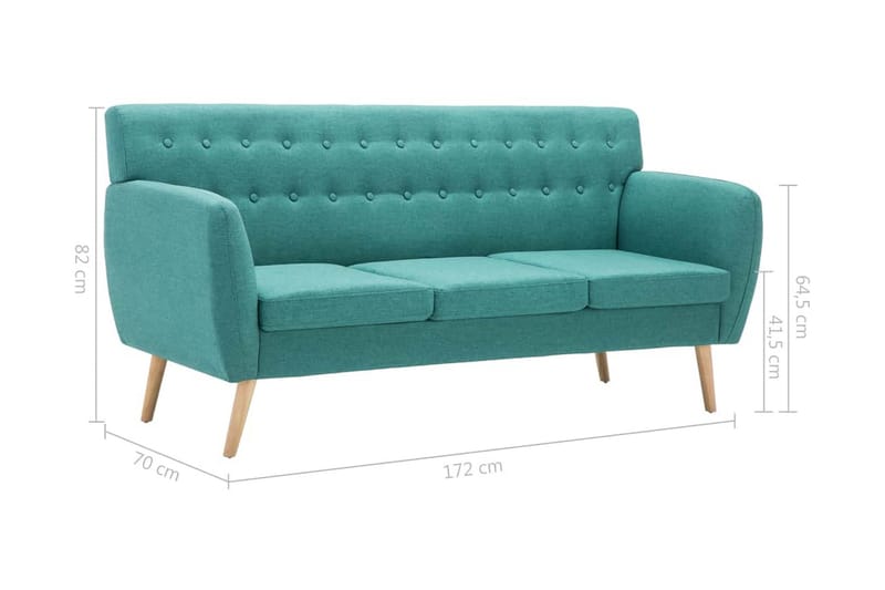 3-sitssoffa med tygklädsel 172x70x82 cm grön - Grön - Möbler - Vardagsrum - Soffor - 3-sits soffor