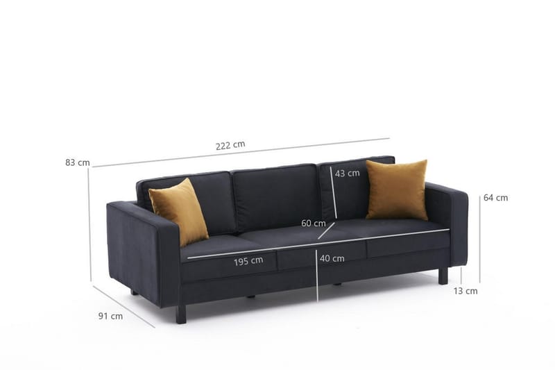 BELLSON Soffa 3-sits Mörkgrå - Möbler - Vardagsrum - Soffor - 3-sits soffor