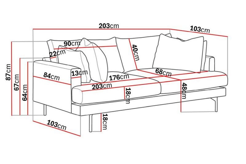 CONCAN 3-sits Soffa Grön/Svart - Möbler - Vardagsrum - Soffor - 3-sits soffor