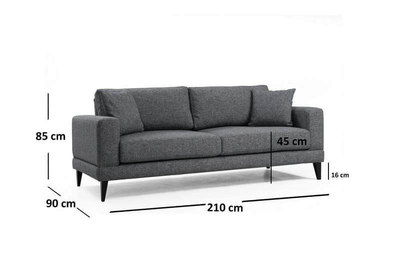 JENNAWAY 3-Sits Soffa Grå - Möbler - Vardagsrum - Soffor - 3-sits soffor