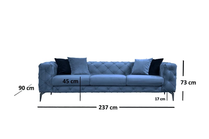 Leithfield Soffa 3-sits Blå - Möbler - Vardagsrum - Soffor - 3-sits soffor