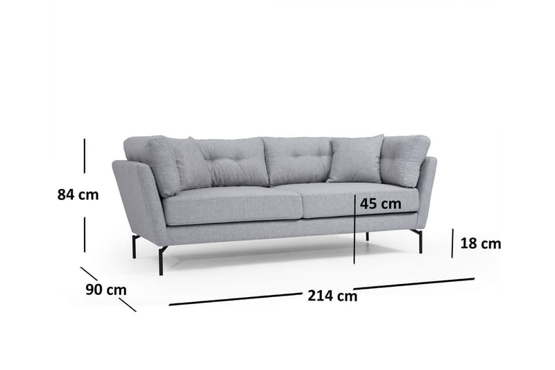 MAILAH 3-Sits Soffa Grå - Möbler - Vardagsrum - Soffor - 3-sits soffor