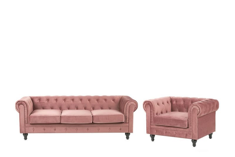 MAURERTOWN Soffgrupp Rosa/Sammet - Möbler - Vardagsrum - Soffor - 3-sits soffor