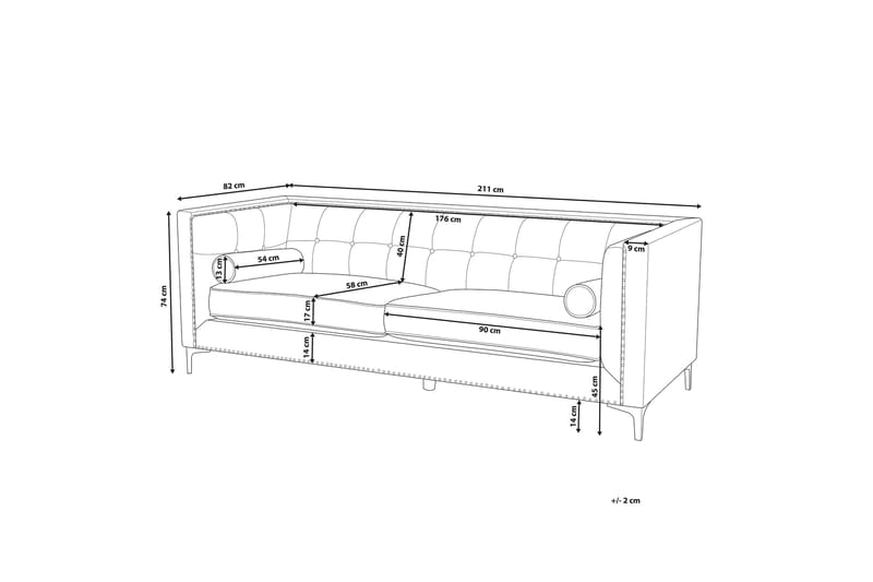 MUSSLEWHITE Soffa Sammet Grå - Möbler - Vardagsrum - Soffor - 3-sits soffor