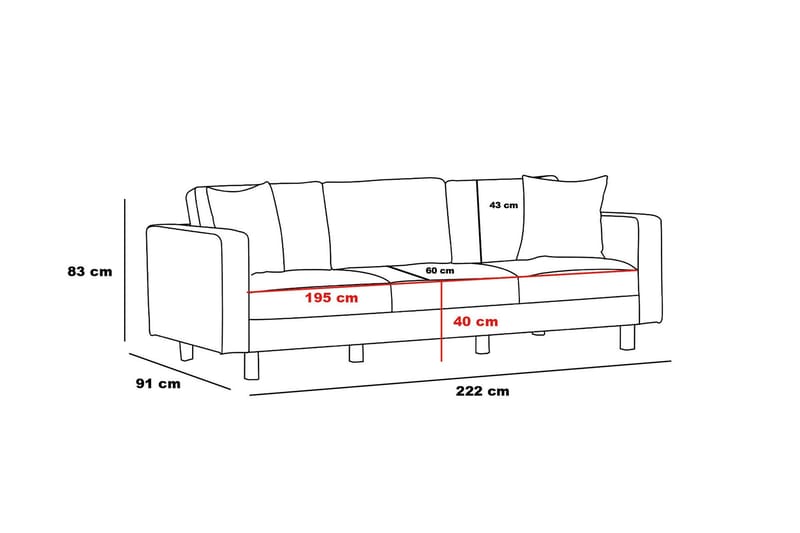 NAUEN Soffa 3-sits Antracit - Möbler - Vardagsrum - Soffor - 3-sits soffor