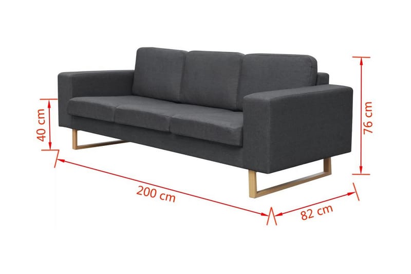 Soffa 3-sits tyg mörkgrå - Grå - Möbler - Vardagsrum - Soffor - 3-sits soffor