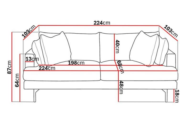 Menard 4-sits Soffa Grå/Svart - Möbler - Vardagsrum - Soffor - 4-sits soffor