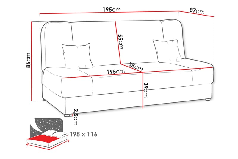 Abron Soffa 3-sits - Blå - Möbler - Vardagsrum - Soffor - 3-sits soffor