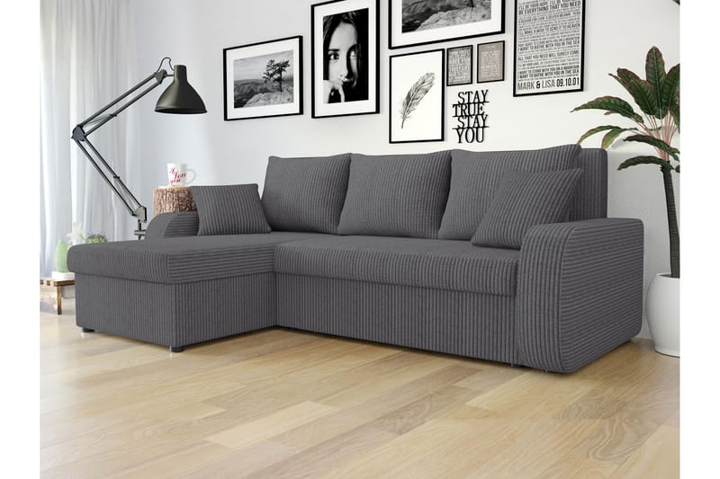 Alvared Soffa med Divan 3-sits - Mörkgrå - Möbler - Vardagsrum - Soffor - Divansoffa & schäslong