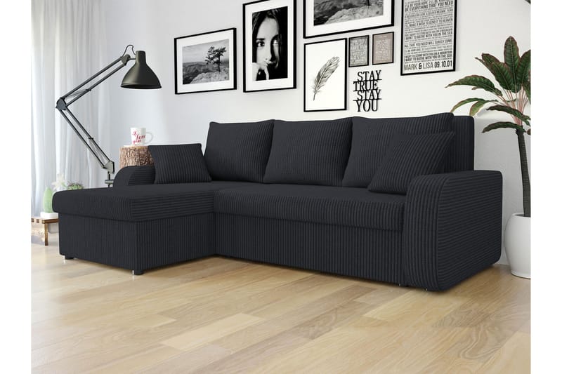 Alvared Soffa med Divan 3-sits - Svart - Möbler - Vardagsrum - Soffor - Divansoffa & schäslong