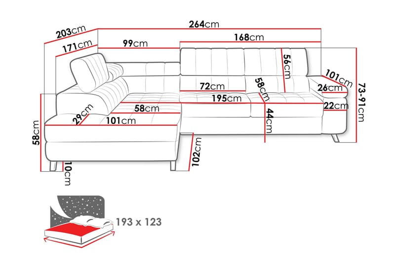 Amshyttan Soffa med Schäslong 3-sits - Vit - Möbler - Vardagsrum - Soffor - Divansoffa & schäslong