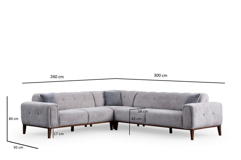 ATHENA 4-sits Soffa med Divan Ljusgrå - Möbler - Vardagsrum - Soffor - Divansoffa & schäslong