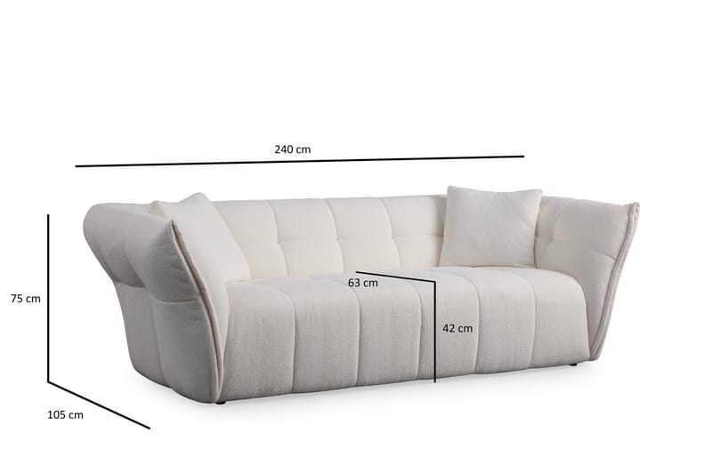 Azzo 3-sits Soffa Vit - Möbler - Vardagsrum - Soffor - 3-sits soffor