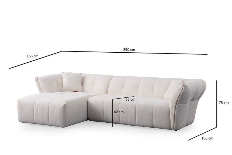 Azzo 4-sits Soffa med Divan Vit - Möbler - Vardagsrum - Soffor - Divansoffa & schäslong