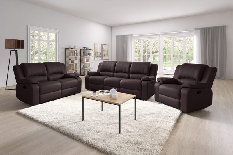 NANTERRE Reclinersoffa 3-sits Konstläder Brun - Möbler - Vardagsrum - Soffor - Reclinersoffor & Biosoffor