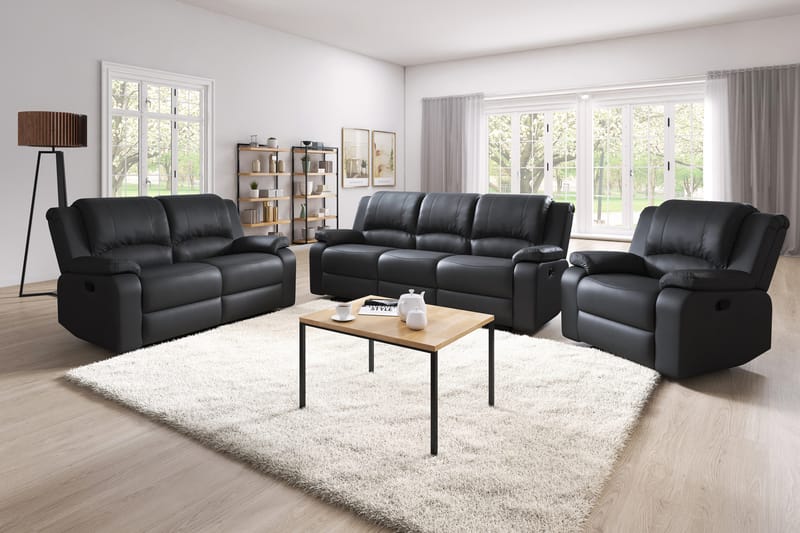 NANTERRE Skön Reclinersoffa 3 sits Konstläder - Fällbar soffa - Biosoffa Svart - Möbler - Vardagsrum - Soffor - Reclinersoffor & Biosoffor