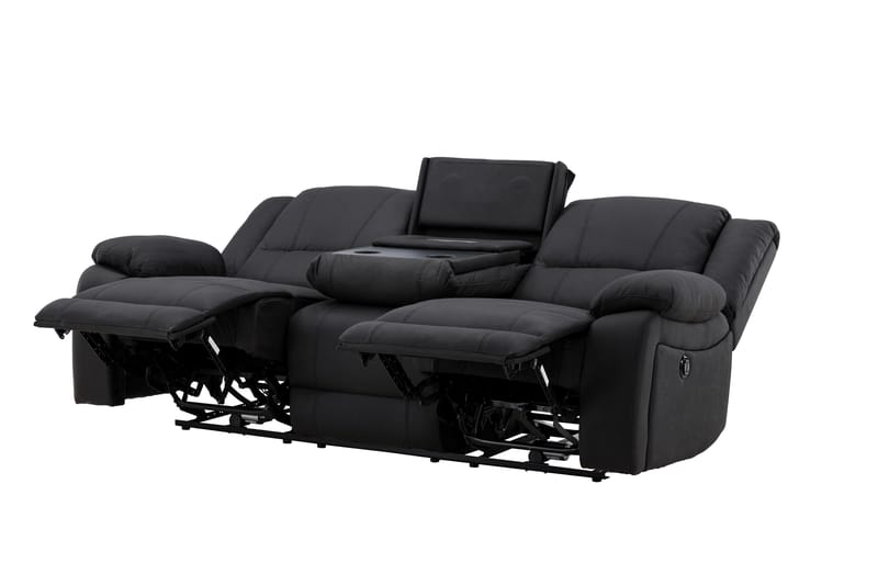 Singapore Reclinersoffa 3 sits Konstläder - Svart - Möbler - Vardagsrum - Soffor - Reclinersoffor & Biosoffor