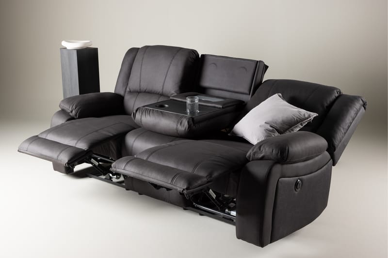 Singapore Reclinersoffa 3 sits Konstläder - Svart - Möbler - Vardagsrum - Soffor - Reclinersoffor & Biosoffor