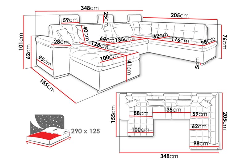 Borgstena Soffa med Divan och Schäslong 4-sits - Beige/Brun - Möbler - Vardagsrum - Soffor - U-soffor