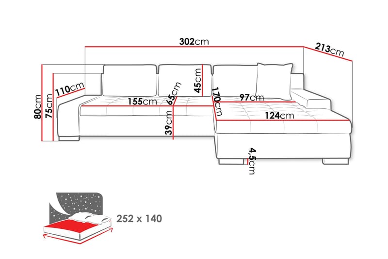 Cerys Soffa med Divan 3-sits - Vit - Möbler - Vardagsrum - Soffor - Divansoffa & schäslong