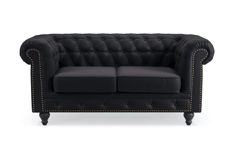 CHESTERFIELD LUX 2-sits Soffa Svart PU - Möbler - Vardagsrum - Soffor - 2-sits soffor