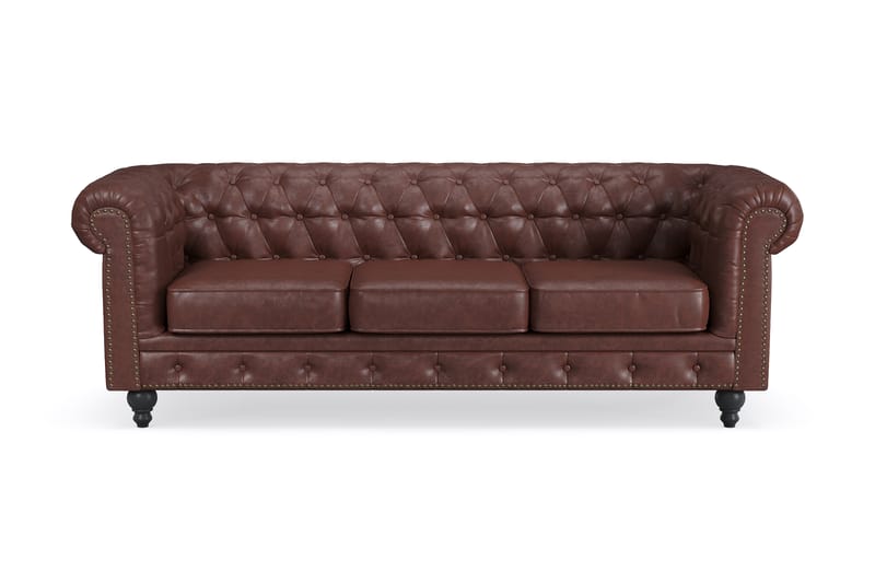 CHESTERFIELD LUX 3-sits Soffa Mörkbrun PU - Möbler - Vardagsrum - Soffor - 3-sits soffor