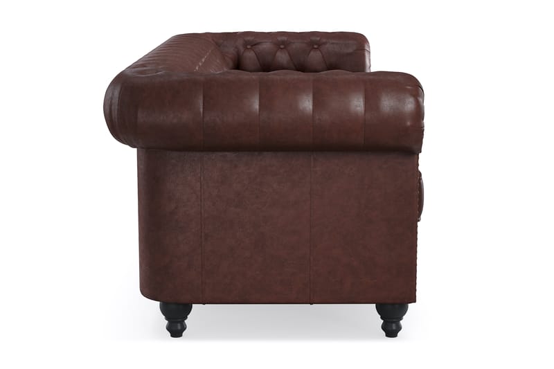 CHESTERFIELD LUX 3-sits Soffa Mörkbrun PU - Möbler - Vardagsrum - Soffor - 3-sits soffor