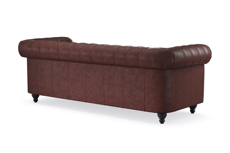 CHESTERFIELD LUX 3-sits Soffa Mörkbrun PU - Möbler - Vardagsrum - Soffor - 3-sits soffor