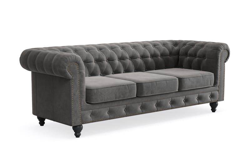 CHESTERFIELD LUX 3-sits Soffa Mörkgrå - Möbler - Vardagsrum - Soffor - 3-sits soffor